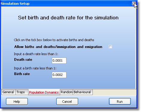 simulation parameters